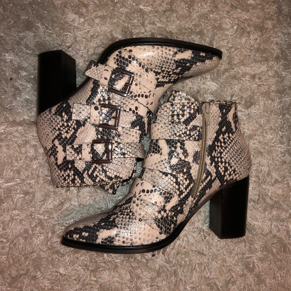 “Humble” snake skin ankle boots